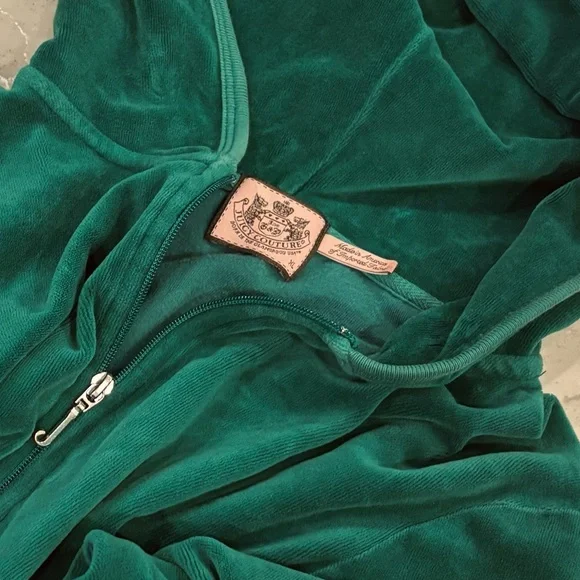 Y2K Juicy Couture Vintage Green Velour Full Zip Tracksuit Jacket 💚 American Made - Picture 4 of 16
